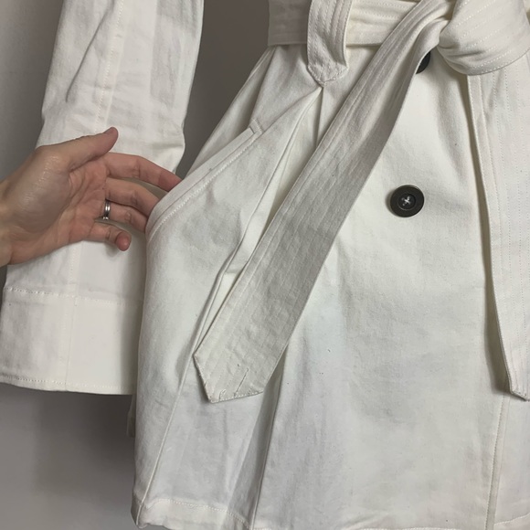 Jack Anthropologie White Belted Trench Jacket - Picture 3 of 8